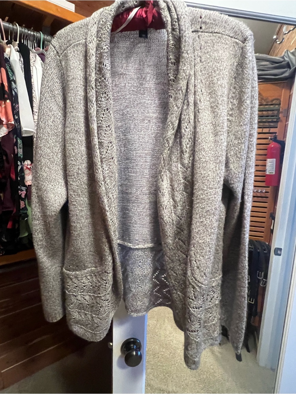 Cozy Open-Front Shawl Collar Cardigan - Taupe